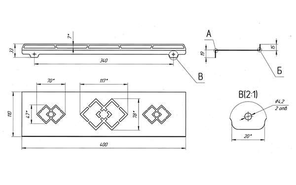 Схема - Полка в ванную Laris Retro 400 прямая